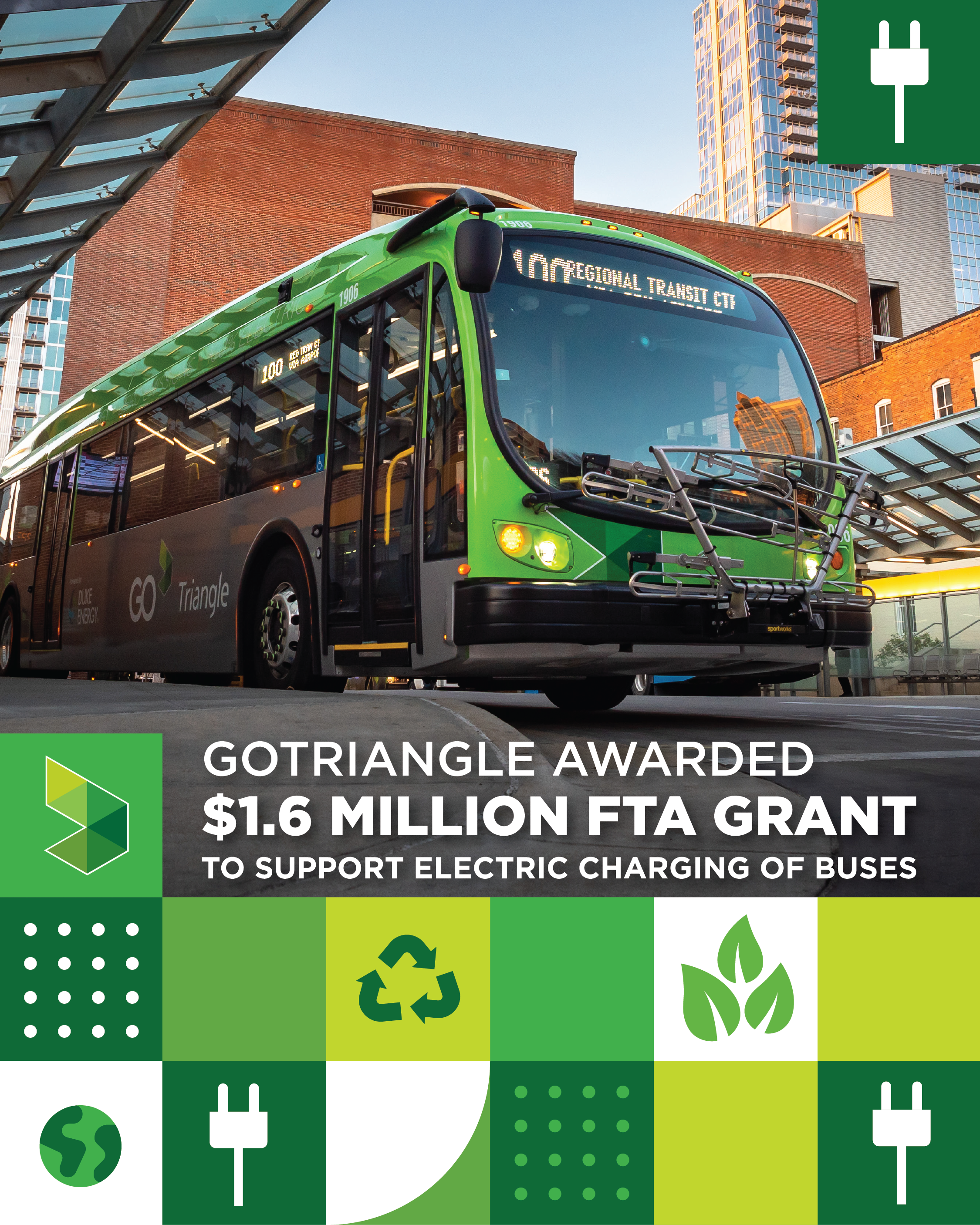 GoTriangle awarded $1.6 million FTA grant to support electric charging of buses