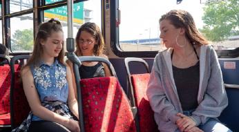 Raleigh artist Autumn Cobeland rides a GoRaleigh bus with her daughters Maya and Tess from their home in Five Points to downtown Raleigh. The family decided to dump one of its cars a few years ago.