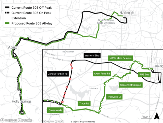 Route 305 alignment
