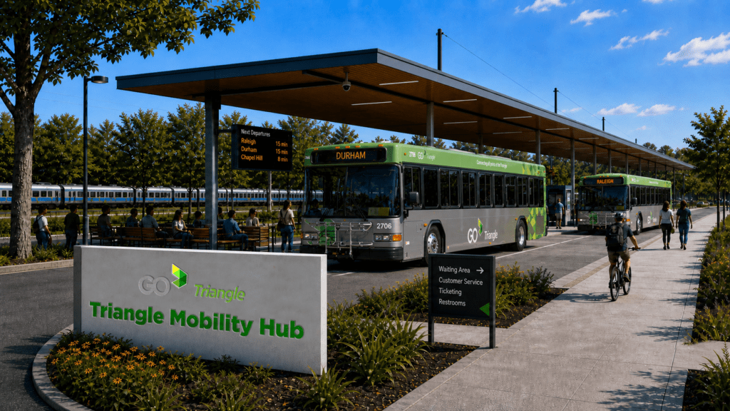 Triangle Mobility Hub Concept Rendering