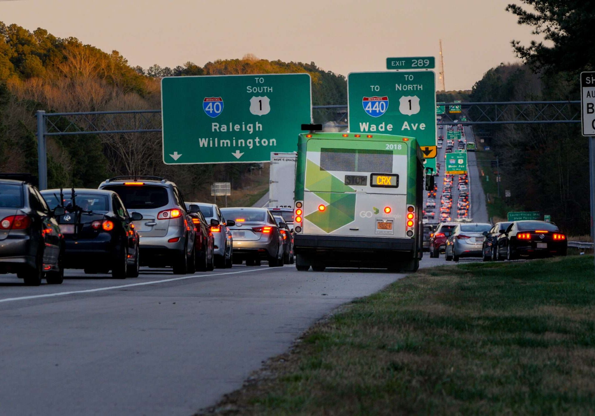 GoTriangle Bus on Shoulder